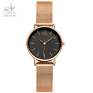 SK Super Slim Sliver Mesh Stainless Steel Watches Women Top Brand Luxury Casual Clock Ladies Wrist Watch Lady Relogio Feminino