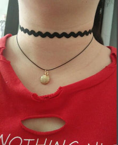 necklace alloy  black rope