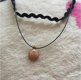 necklace alloy  black rope