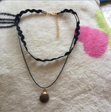 necklace alloy  black rope